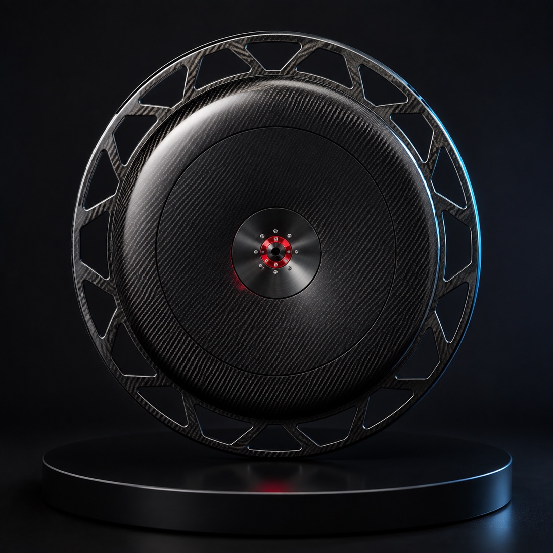 AIRODISC F1 Series carbon aero wheel disc with triangular lattice outer ring