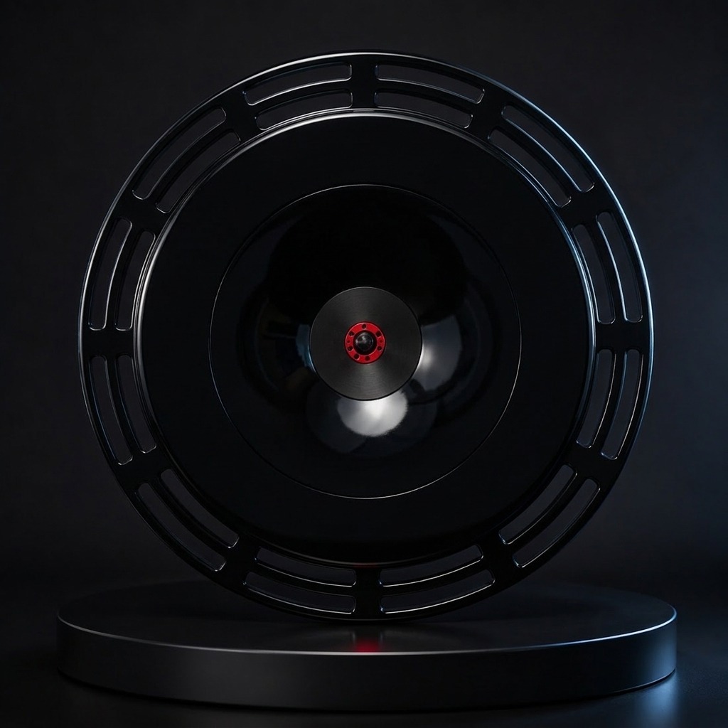 Render of the AIRODISC Performance Series aero wheel disc with segmented banded outer ring. Shown in gloss black.